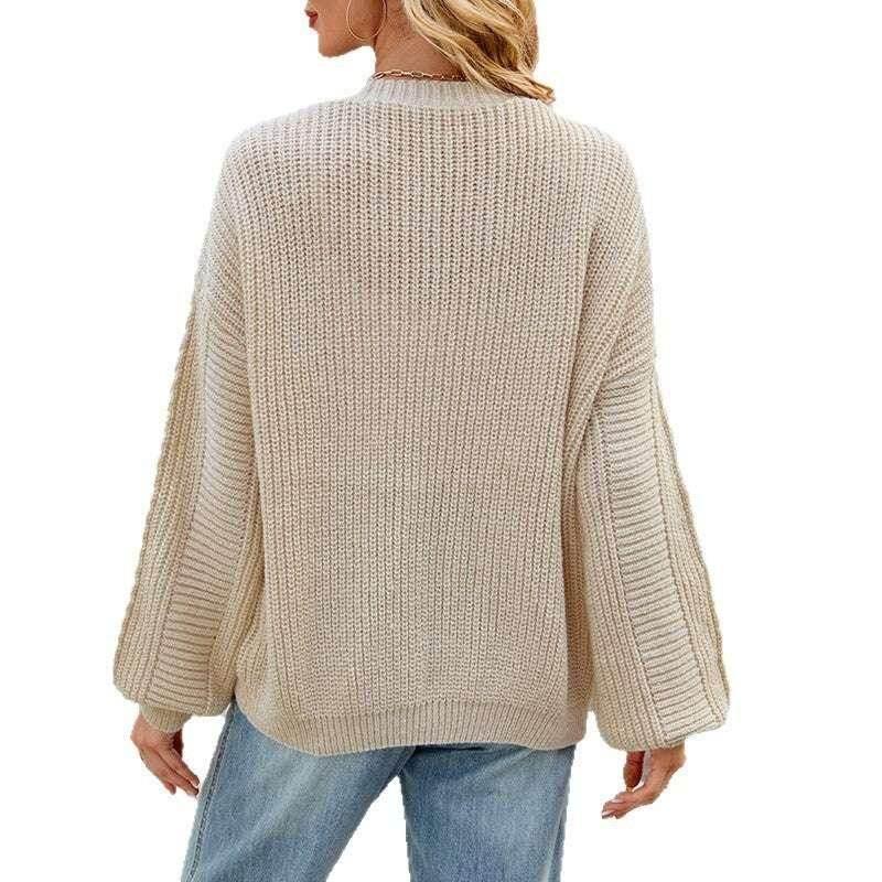 Twisted Knit V-Neck Cardigan – Soft & Slouchy Vibe - ZA-Zola