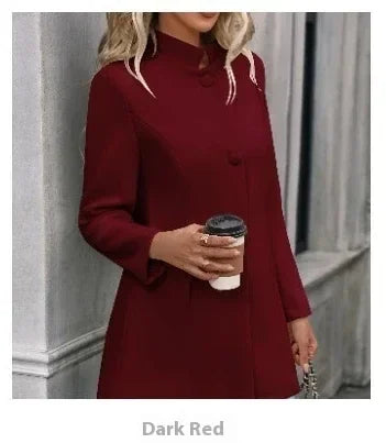 Women Slim Fit Wool Coat – Elegant Lapel Winter Style - ZA-Zola