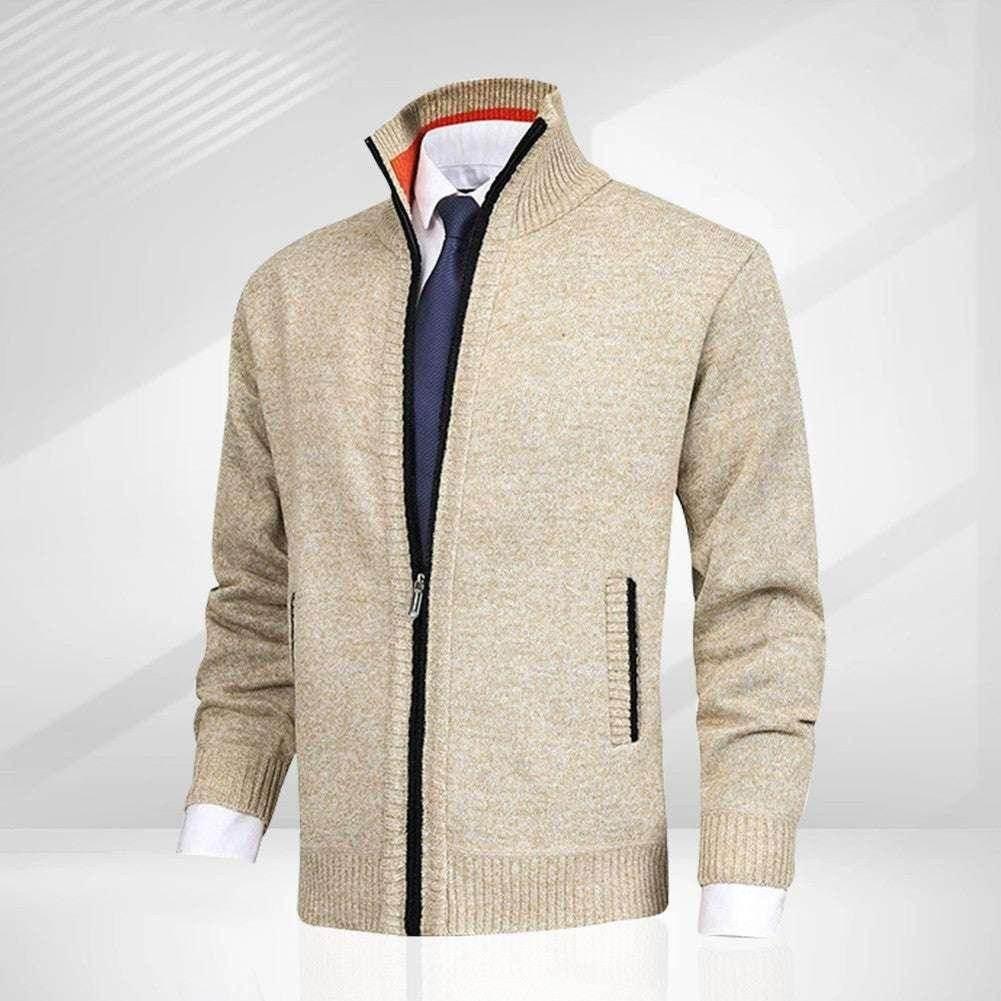 Men's Solid Color Stand Collar Cardigan Sweater Coat - ZA-Zola