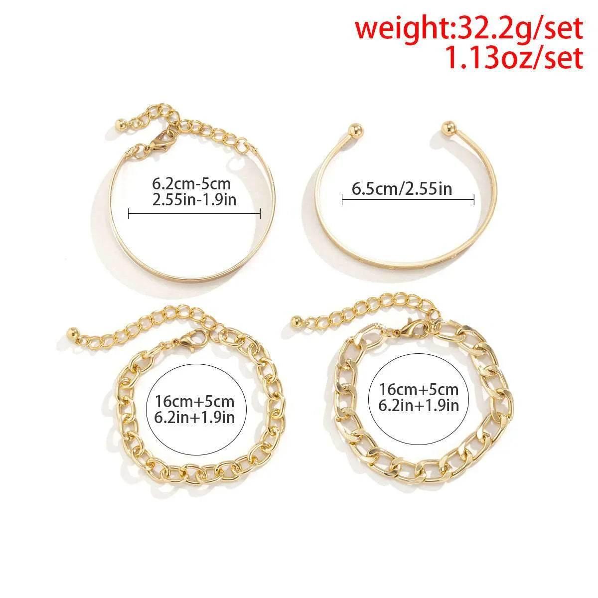 Shop Simple C-Shaped Hollow Chain Bracelet Set - Buy Now - ZA-Zola