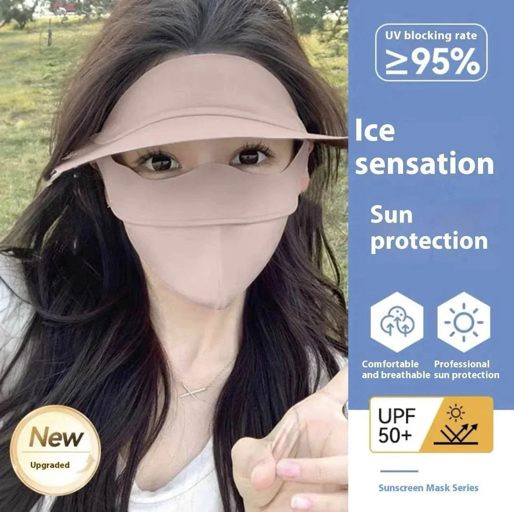 Women's Ice Silk Sun Hat Mask – Full Face Cover - ZA-Zola