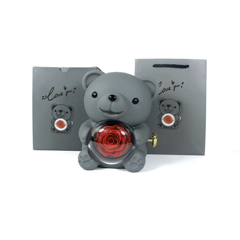 Rotating Bear Gift Box Rose Jewelry Box – ZA-Zola
