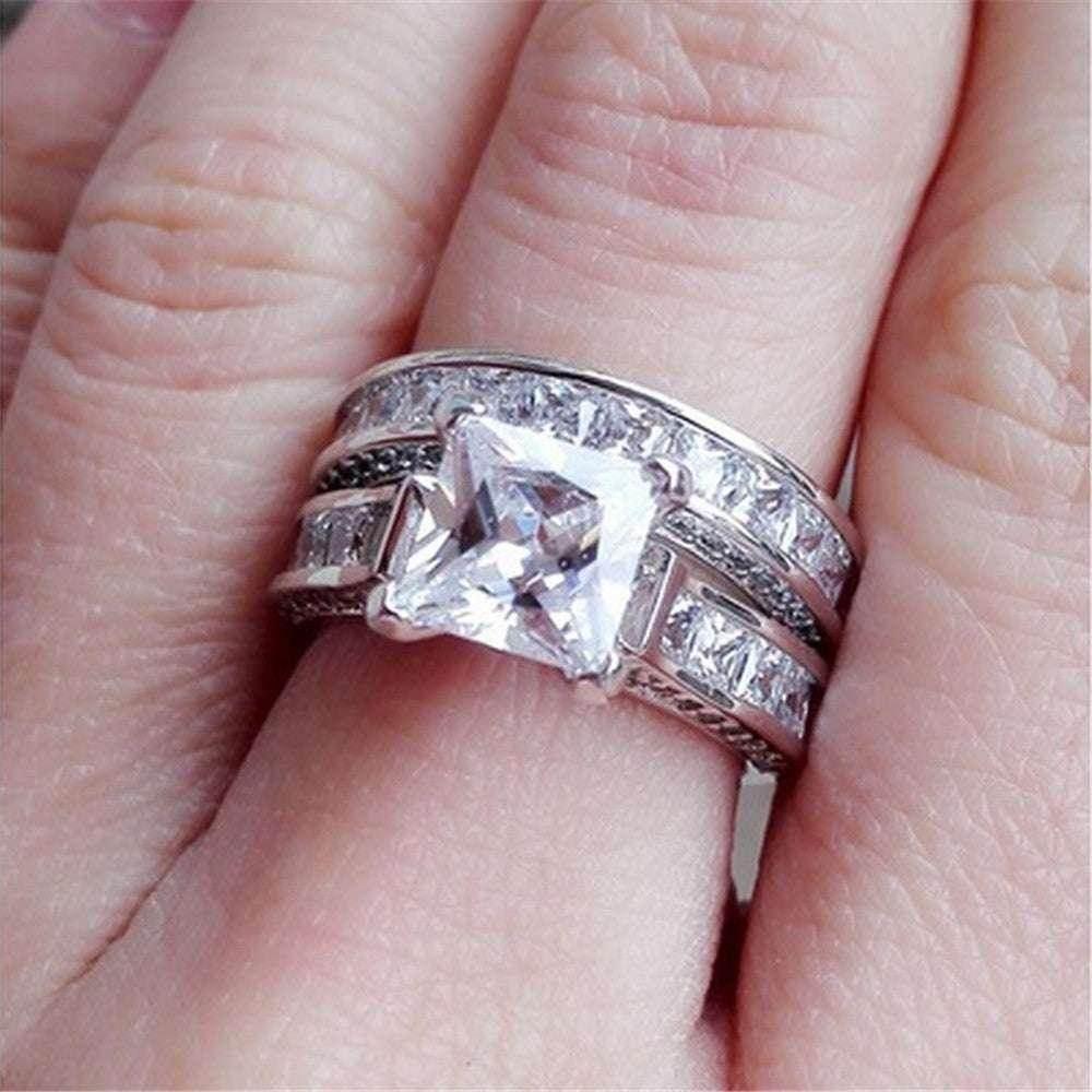 Princess Cut CZ Couple Rings – His & Her Set - ZA-Zola