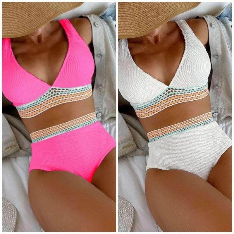 High Waist Split Bikini - Solid Colors, Stylish & Comfortable - ZA-Zola