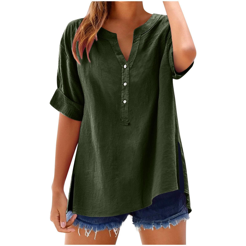 Black button-up shirt worn by a person on a white background