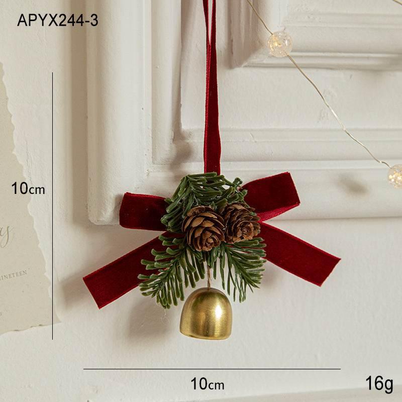 Christmas Bell Ornament Velvet Bow Hanging Decoration - ZA-Zola
