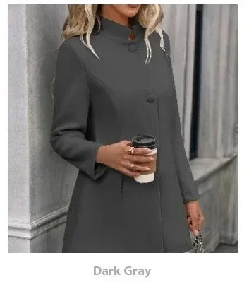 Women Slim Fit Wool Coat – Elegant Lapel Winter Style - ZA-Zola