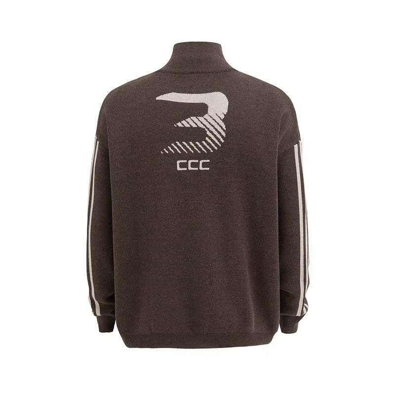 Retro Alphabet Jacquard Sweater - Men's Stand Collar Coat - ZA-Zola