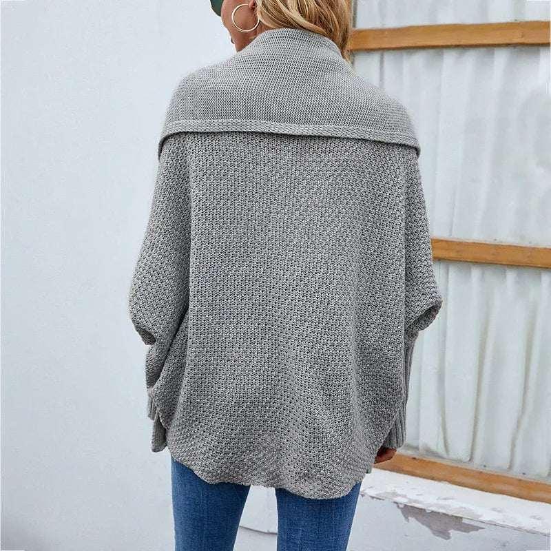 Loose Knitted Cardigan Women | Bat Sleeve Lapel Jacket - ZA-Zola