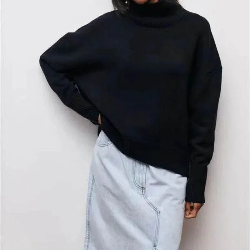 Long Sleeve Solid Color Pullover Sweater Women - ZA-Zola