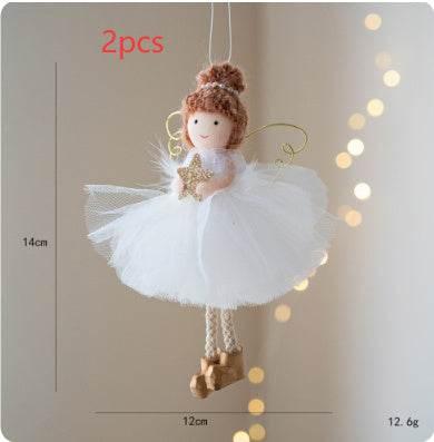 Christmas Angel Girl Pendant White Tulle Skirt & Golden Wings - ZA-Zola