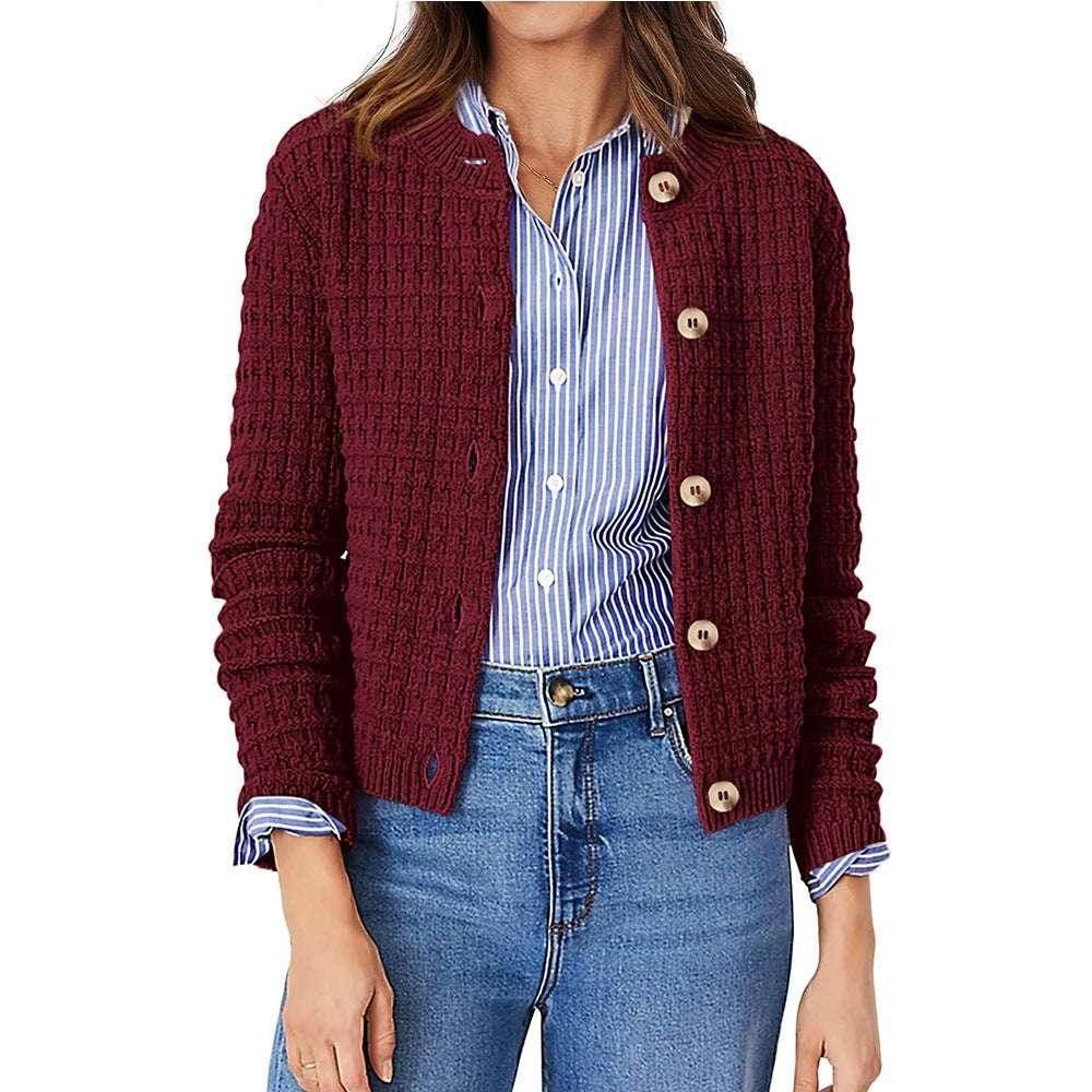 Women's Solid Color Knit Cardigan Sweater - ZA-Zola