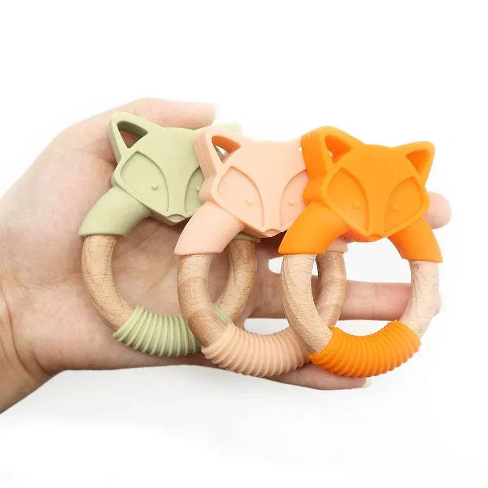 Wooden Fox Baby Teether | Safe & Soft Silicone - ZA-Zola