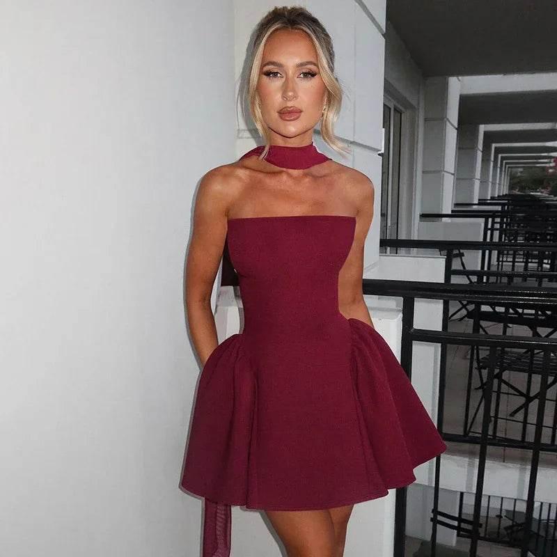 Sexy Tube Top Dress - Back Zipper Party Mini Dress - ZA-Zola