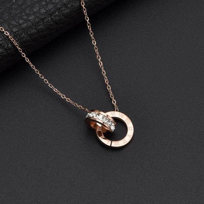 Roman Numeral Diamond Pendant Necklace Women - ZA-Zola