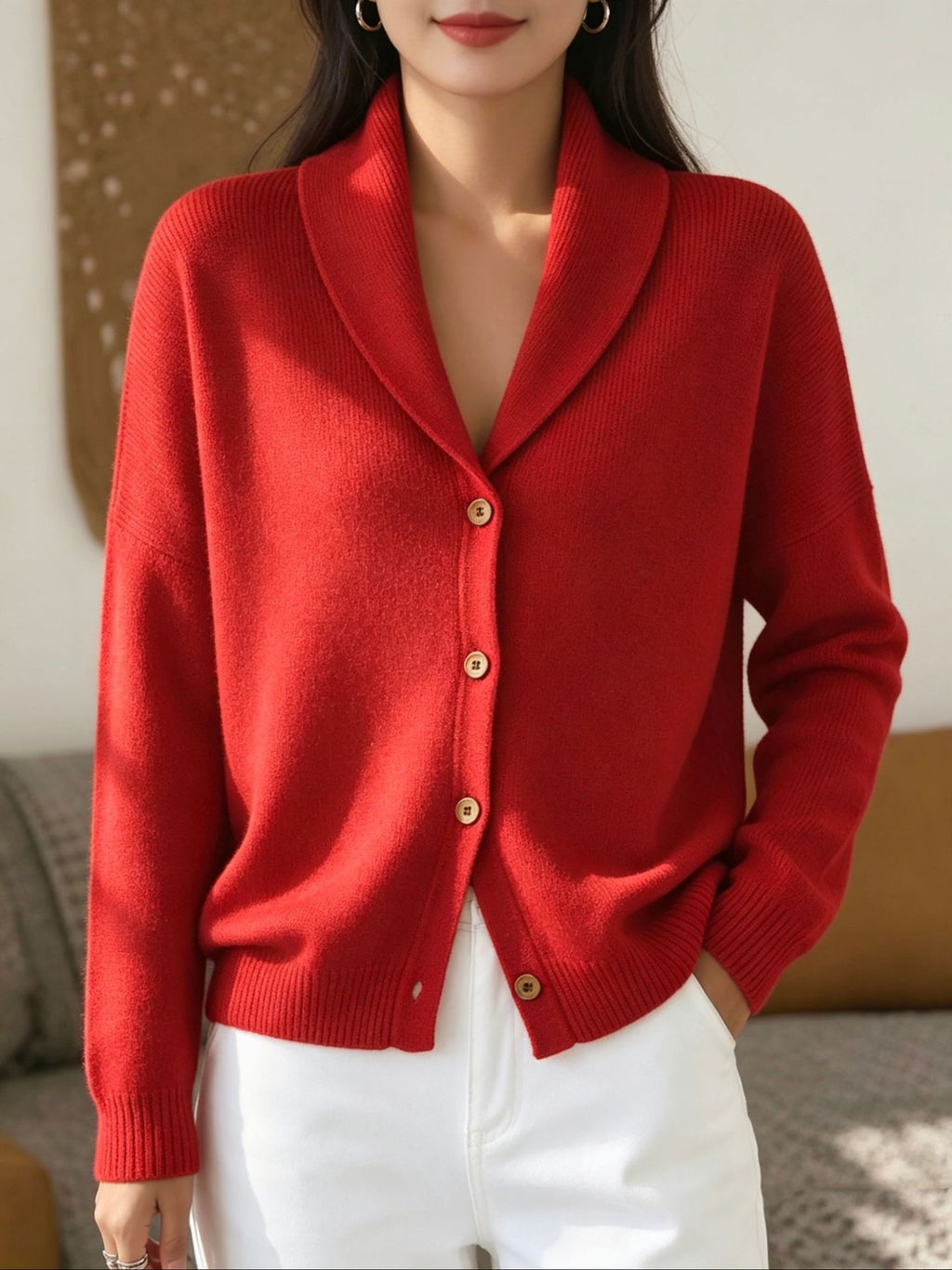 Womens Knitted Cardigan Sweater | Soft Open Lapel
