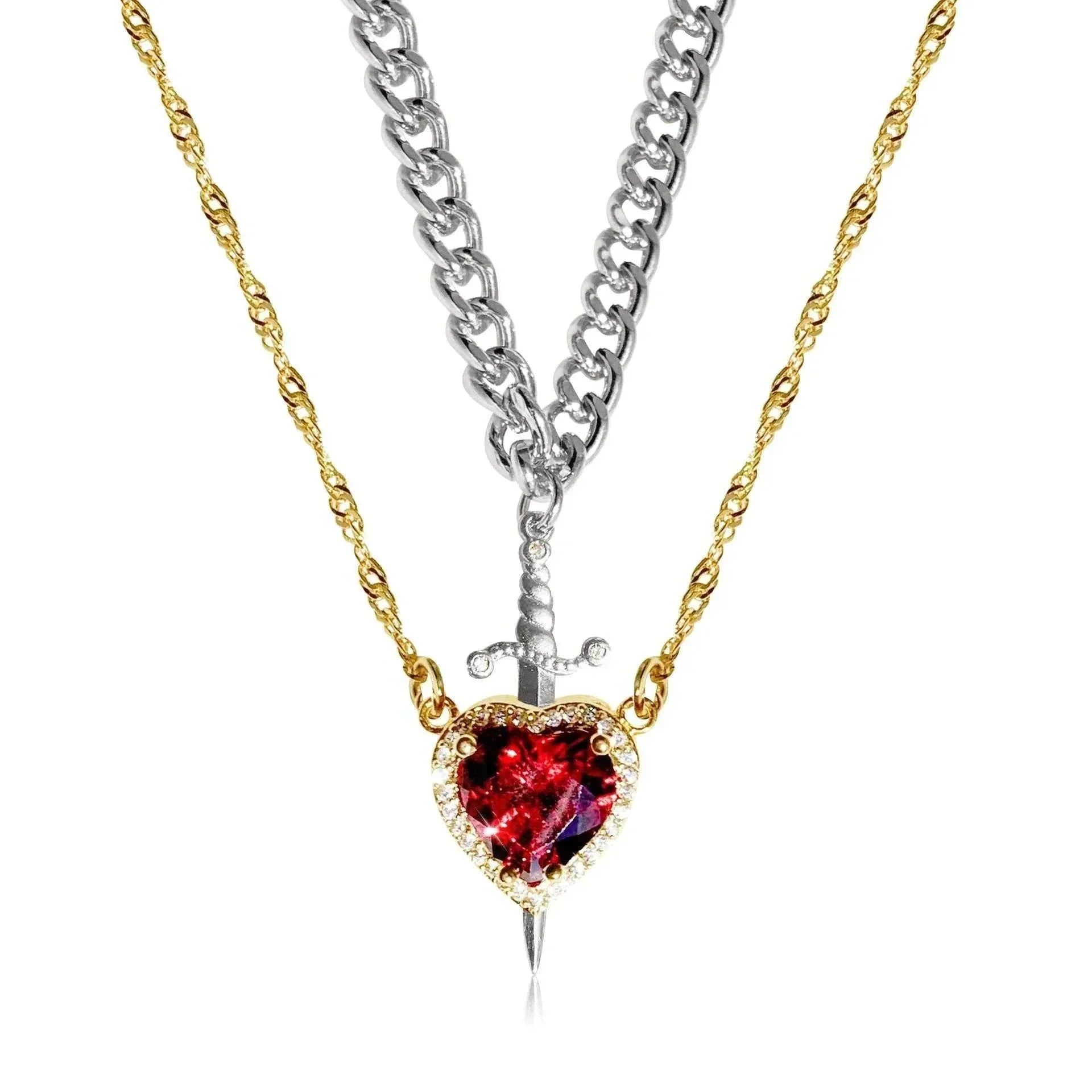 Heart & Sword Necklace Set - Gift for Couples - Buy Now! - ZA-Zola