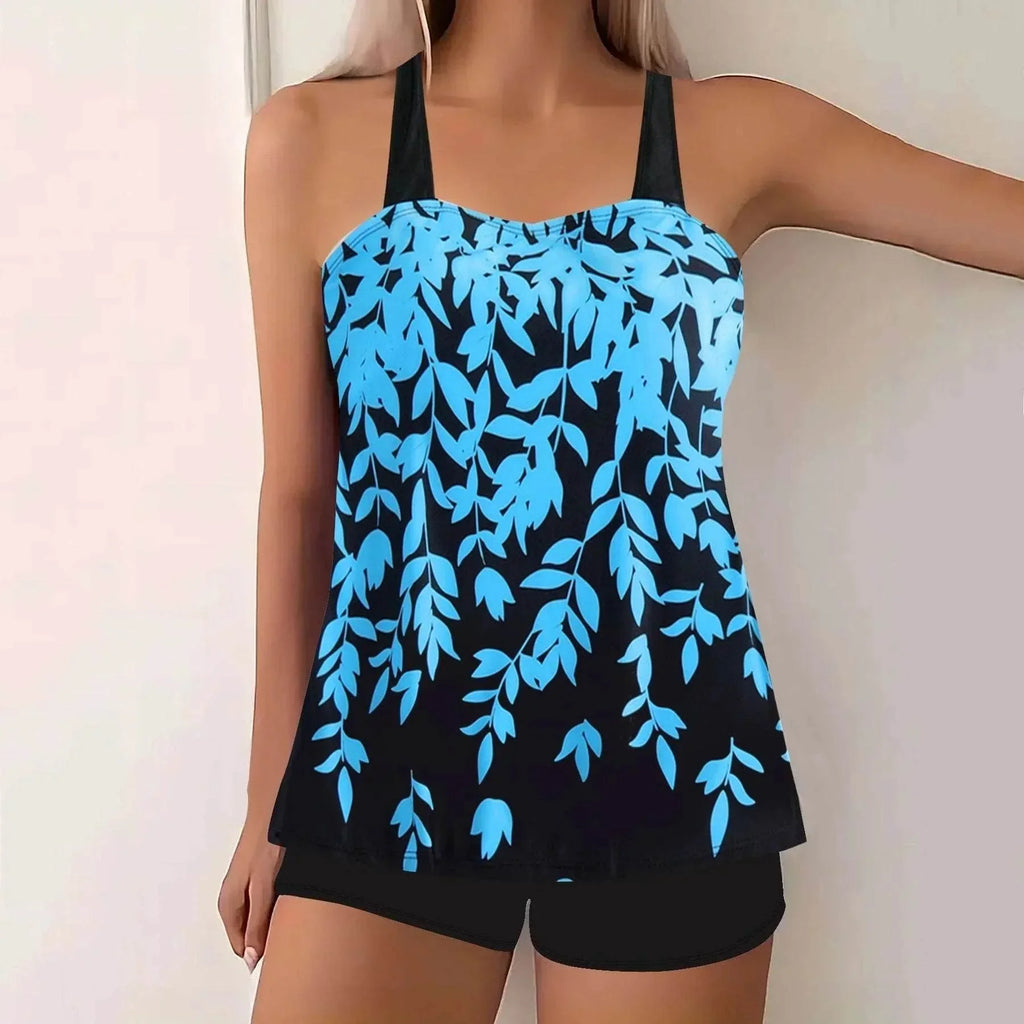 Split Leaf Print Bikini Swimsuit – Plus Size (S–5XL) - ZA-Zola