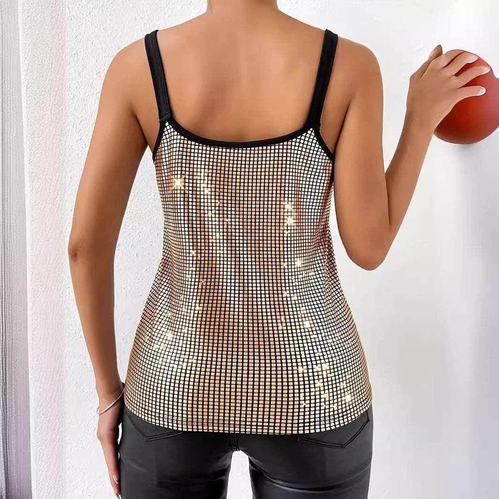 Sequined Chain Strap Vest Top – Summer Glam Look - ZA-Zola