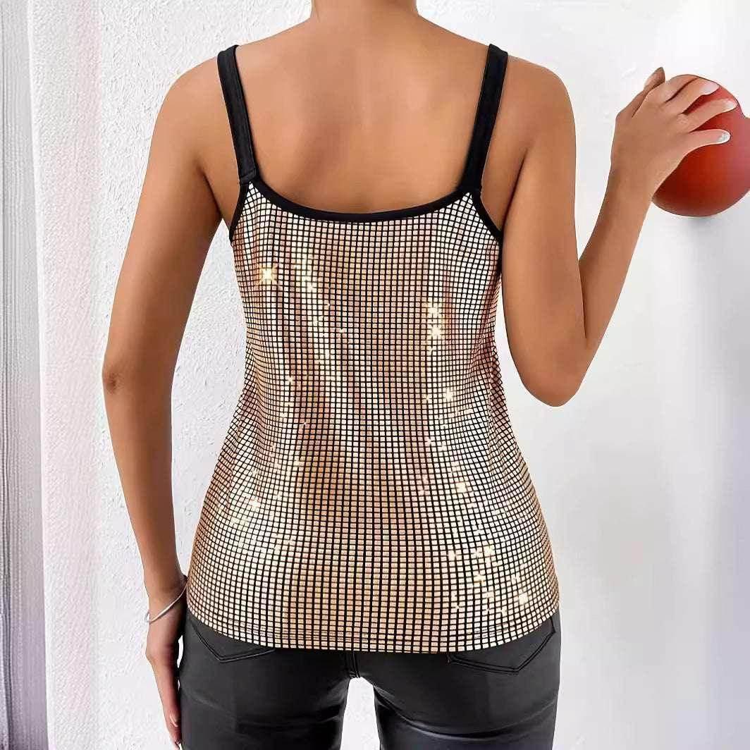 Sequined Chain Strap Vest Top – Summer Glam Look - ZA-Zola