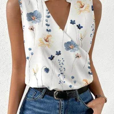 Chic V-Neck Sleeveless Casual Top for Women - ZA-Zola