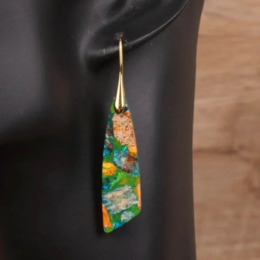 Geometric Flower Shape Pendant Earrings - ZA-Zola