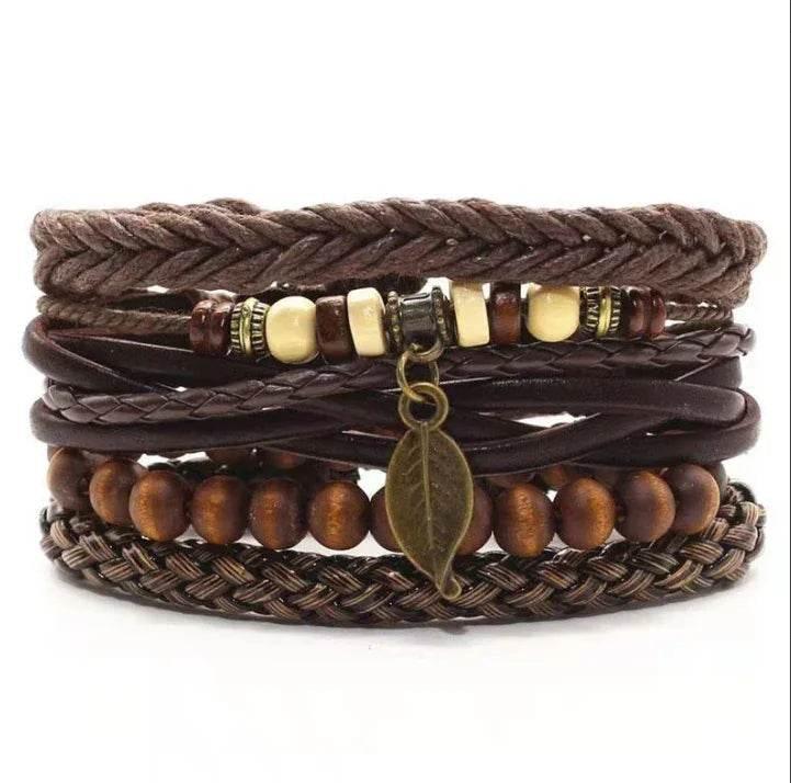 Men’s Vintage Braided Leather Bracelet - ZA-Zola