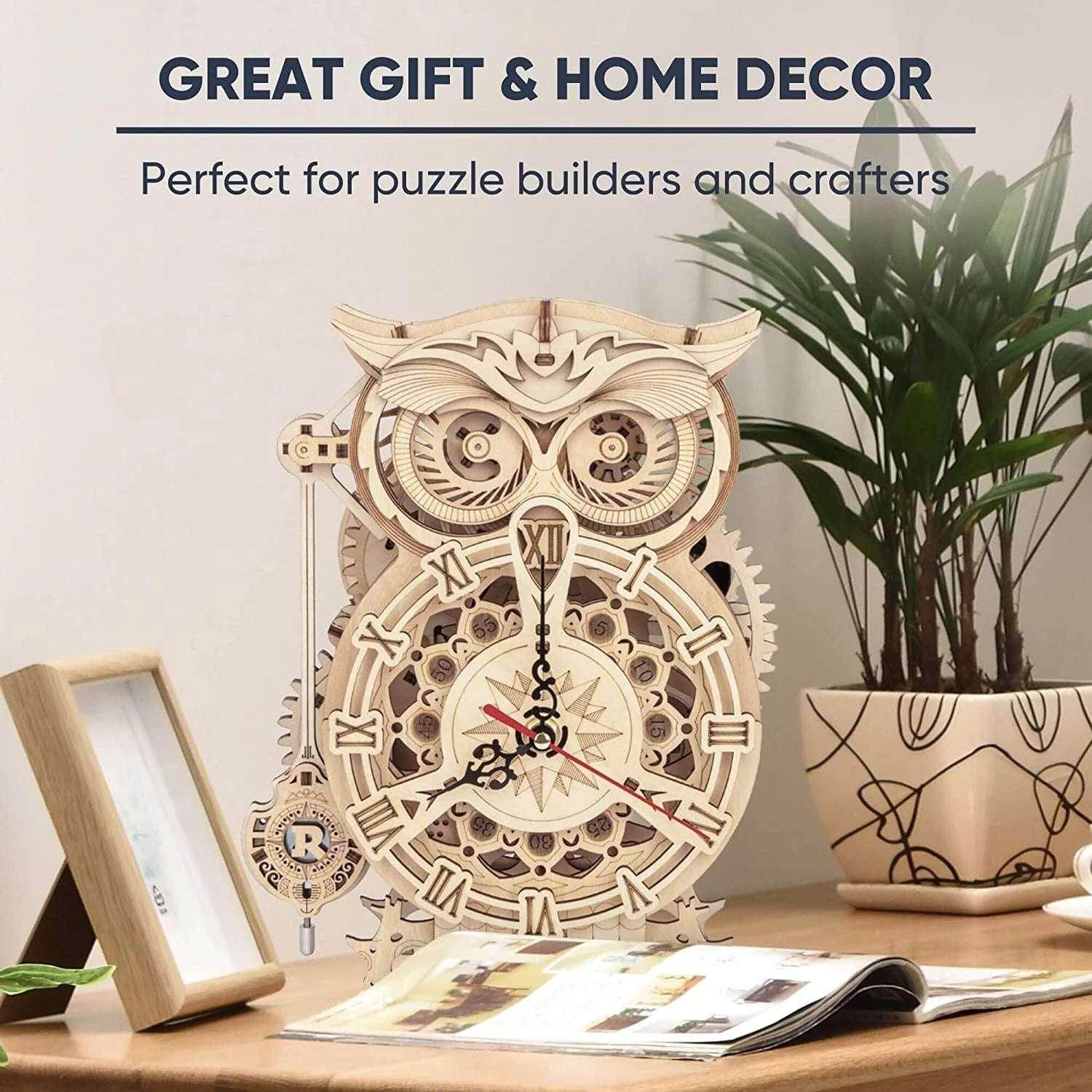 Robotime Rokr 3D Owl Wooden Clock Kit – Fun DIY Gift - ZA-Zola