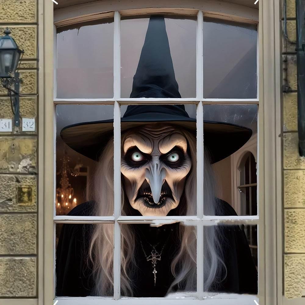 ZA-Zola 3D Witch Halloween Window Cover Decor - ZA-Zola