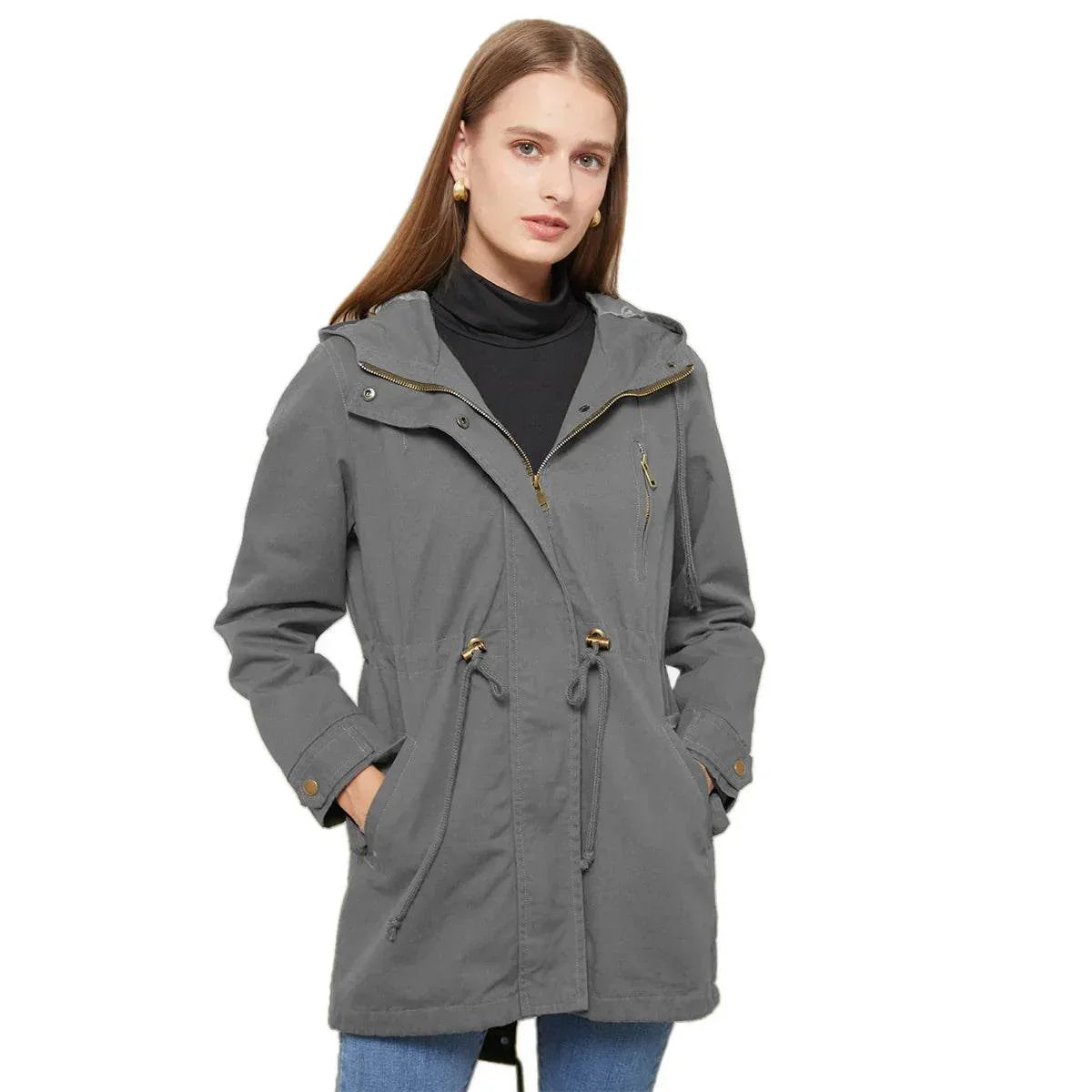 Women’s Cotton Anorak Mid-Length Spring Coat - ZA-Zola