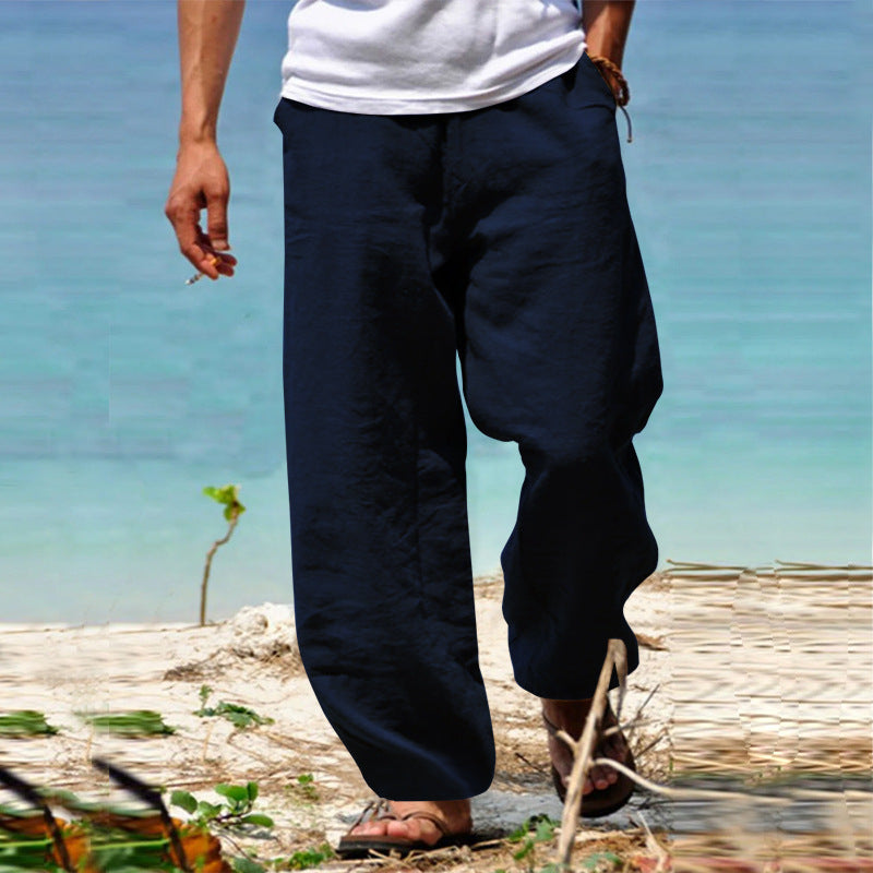 Men's Summer Drawstring Pants | Elastic Waist Trousers