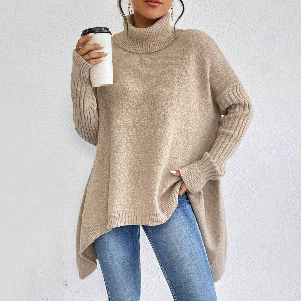 Irregular Turtleneck Sweater | Winter Loose Knit Pullover Women - ZA-Zola