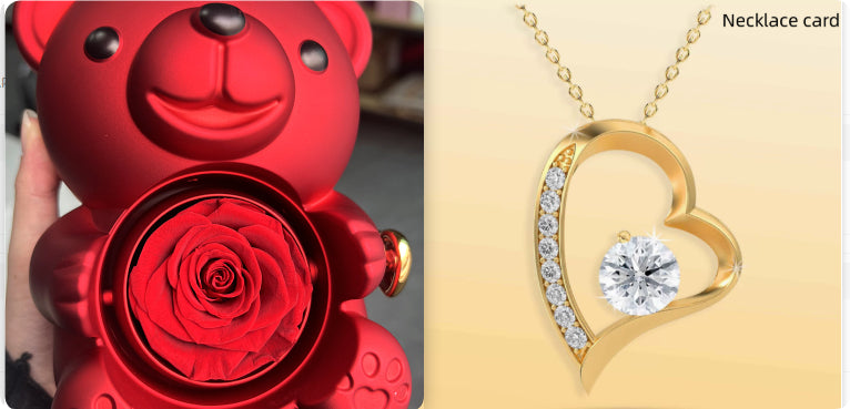 Rotating Bear Gift Box Rose Jewelry Box – ZA-Zola