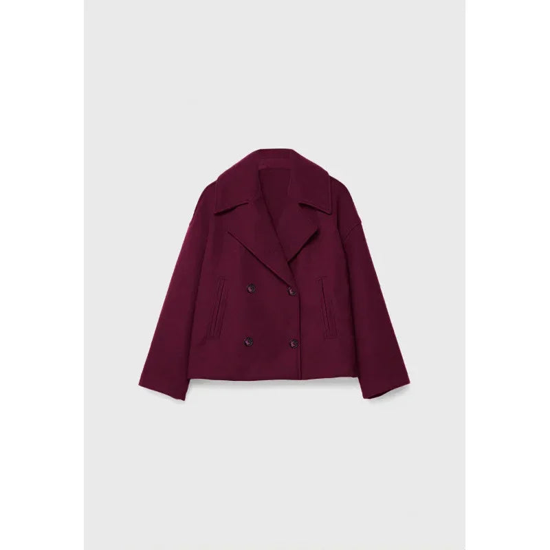 Double Breasted Wool Blazer Women Winter Coat - ZA-Zola