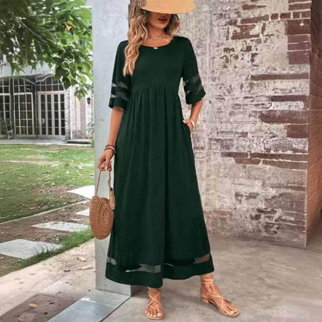 Mesh Patchwork Fishtail Dress with Pocket – Elegant - ZA-Zola