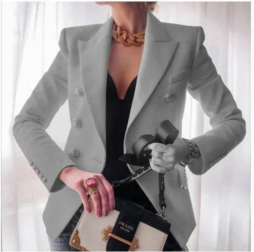 Casual Slim Fit Women's Suit Jacket – Solid Color - ZA-Zola