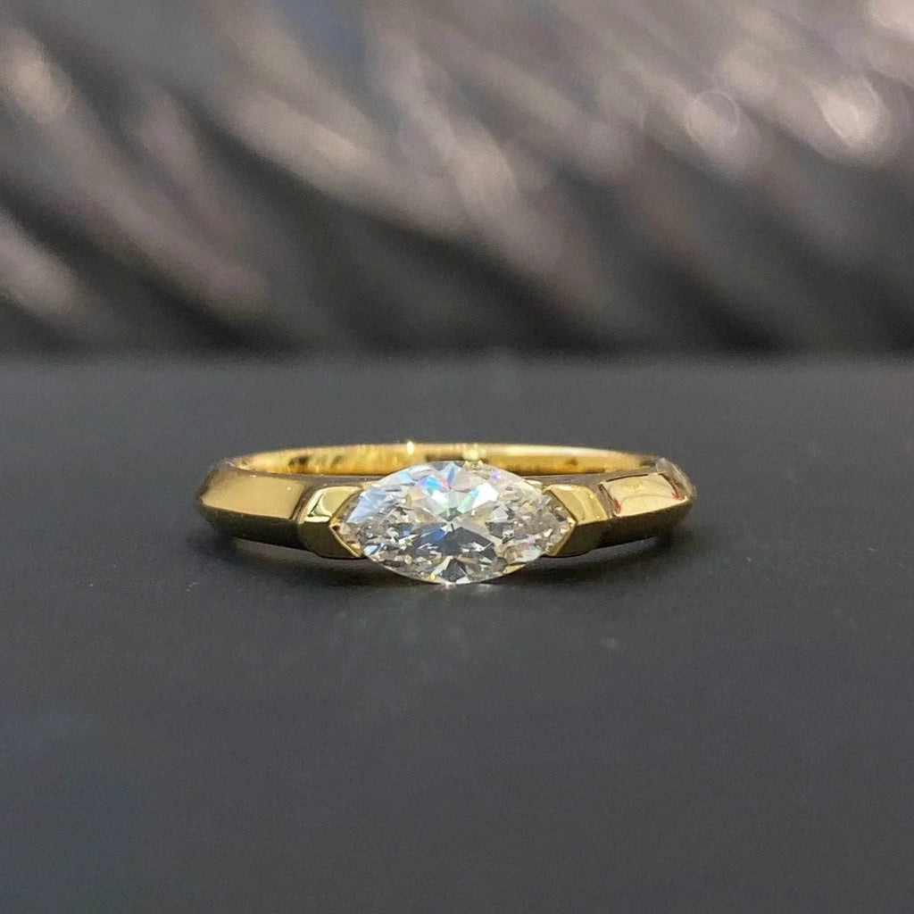 Simple Horse Eye Diamond Couple Ring - ZA-Zola