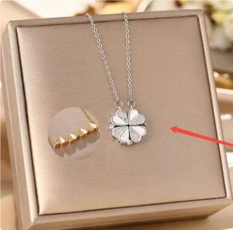 Luxury Four Leaf Clover Pendant Necklace – Crystal Heart Jewelry - ZA-Zola