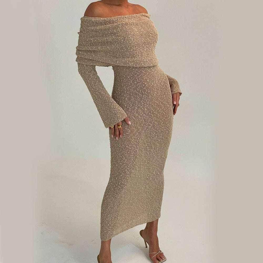 One-Shoulder Knitted Long Sleeve Dress – Beach to Bar Chic - ZA-Zola