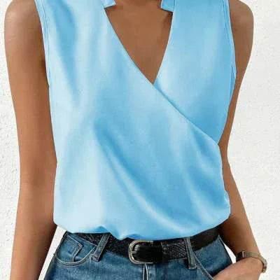 Chic V-Neck Sleeveless Casual Top for Women - ZA-Zola