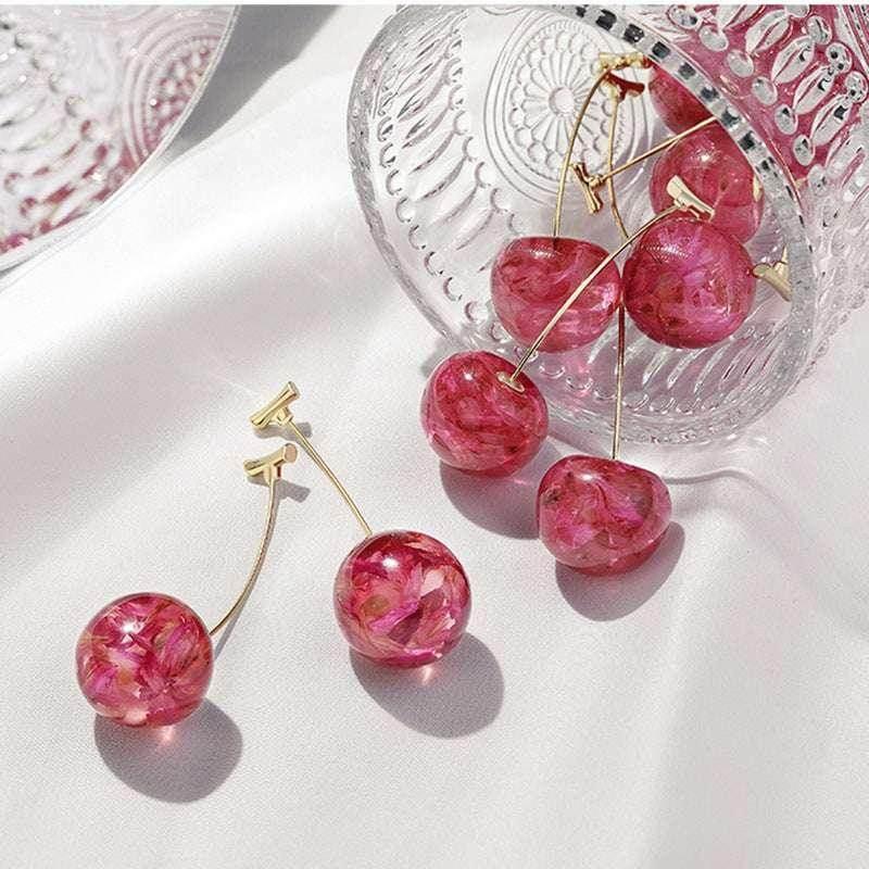 French Cherry Drop Earrings – Cute & Trendy Style - ZA-Zola