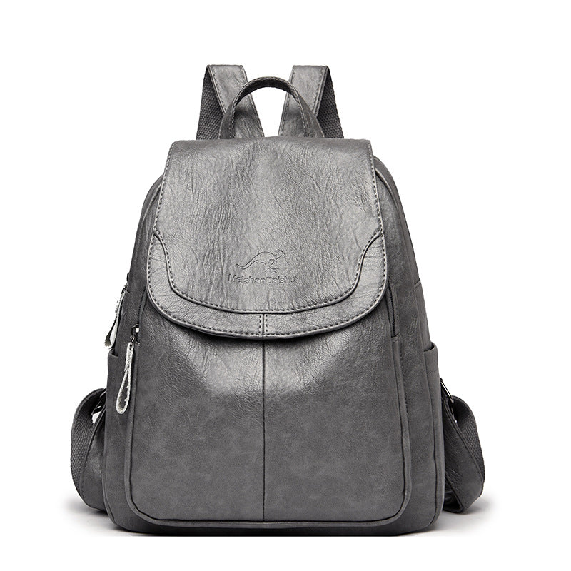 Gray backpack on a white background