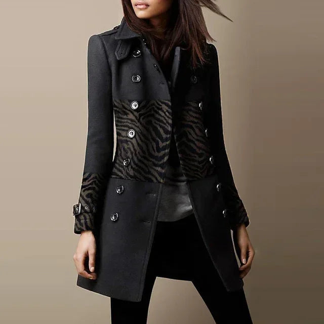 Women’s Double-Breasted Wool Coat – Loose Lined Overcoat - ZA-Zola