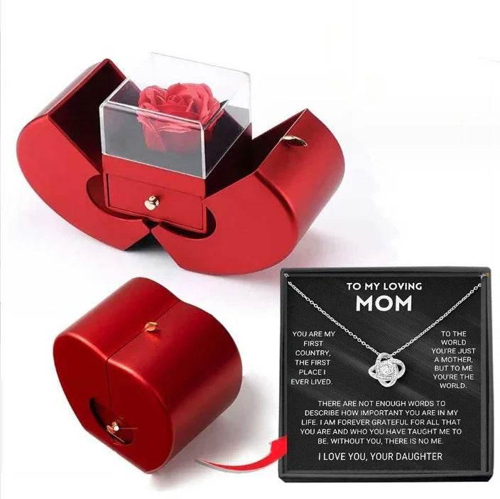 Eternal Rose Necklace Gift Box – Apple Shaped Jewelry Box - ZA-Zola