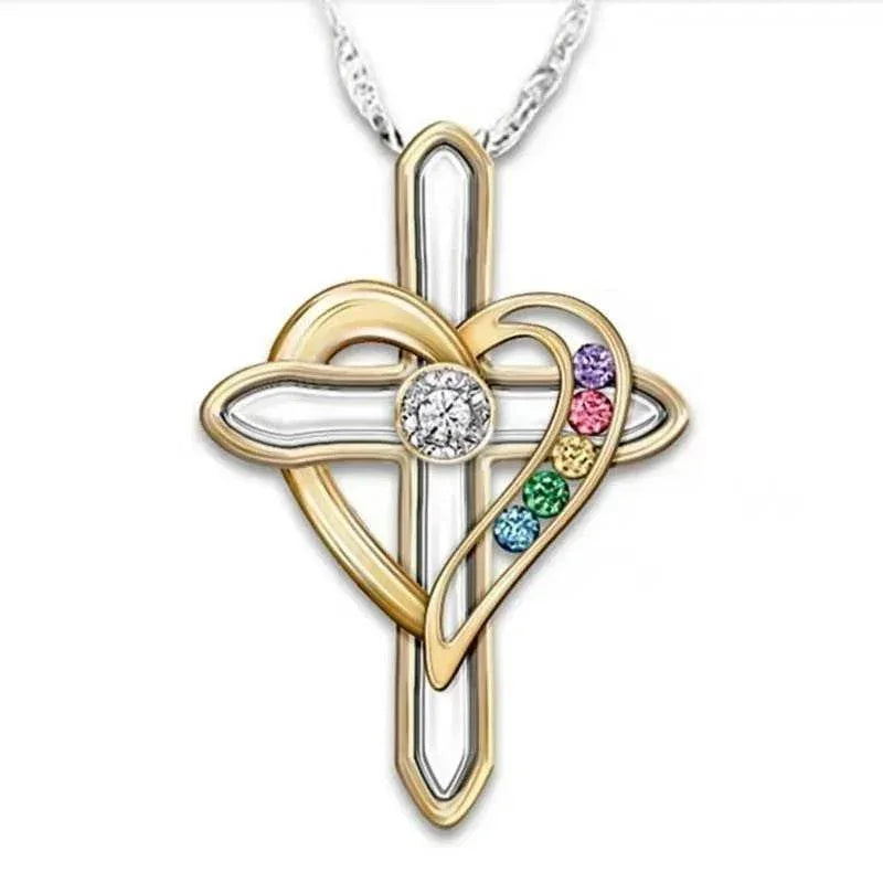 Cross Love Gemstone Pendant Necklace for Men - ZA-Zola