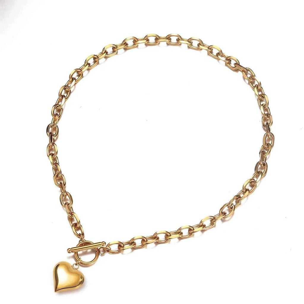 Trendy Punk Heart Pendant Necklace - Buy Now in Steel & Gold - ZA-Zola