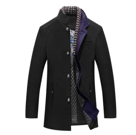 Slim Fit Stand Collar Men's Coat – Medium Length - ZA-Zola