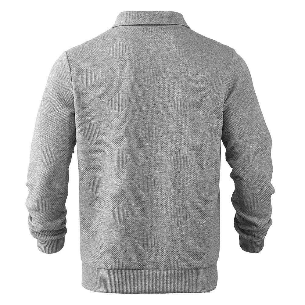 Lapel Jacquard Half-Zipper Sweatshirt - Stylish Men's Tops - ZA-Zola