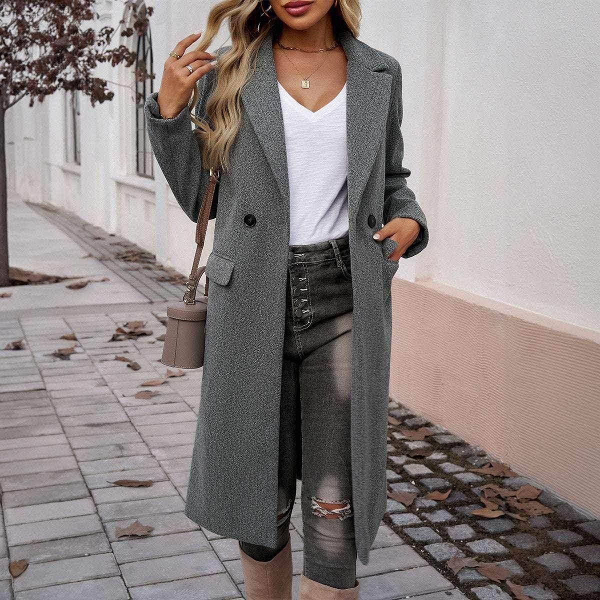 Buy Women's Turn-Down Collar Coat – Elegant Commuting - ZA-Zola