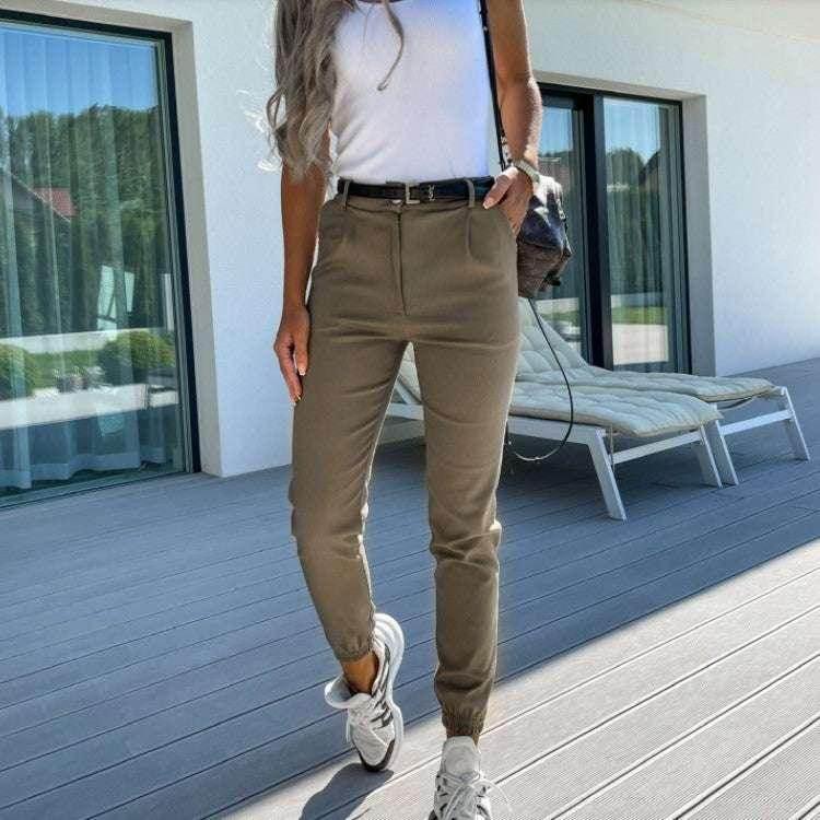 Slim Cropped Casual Trousers with Pockets – Women - ZA-Zola